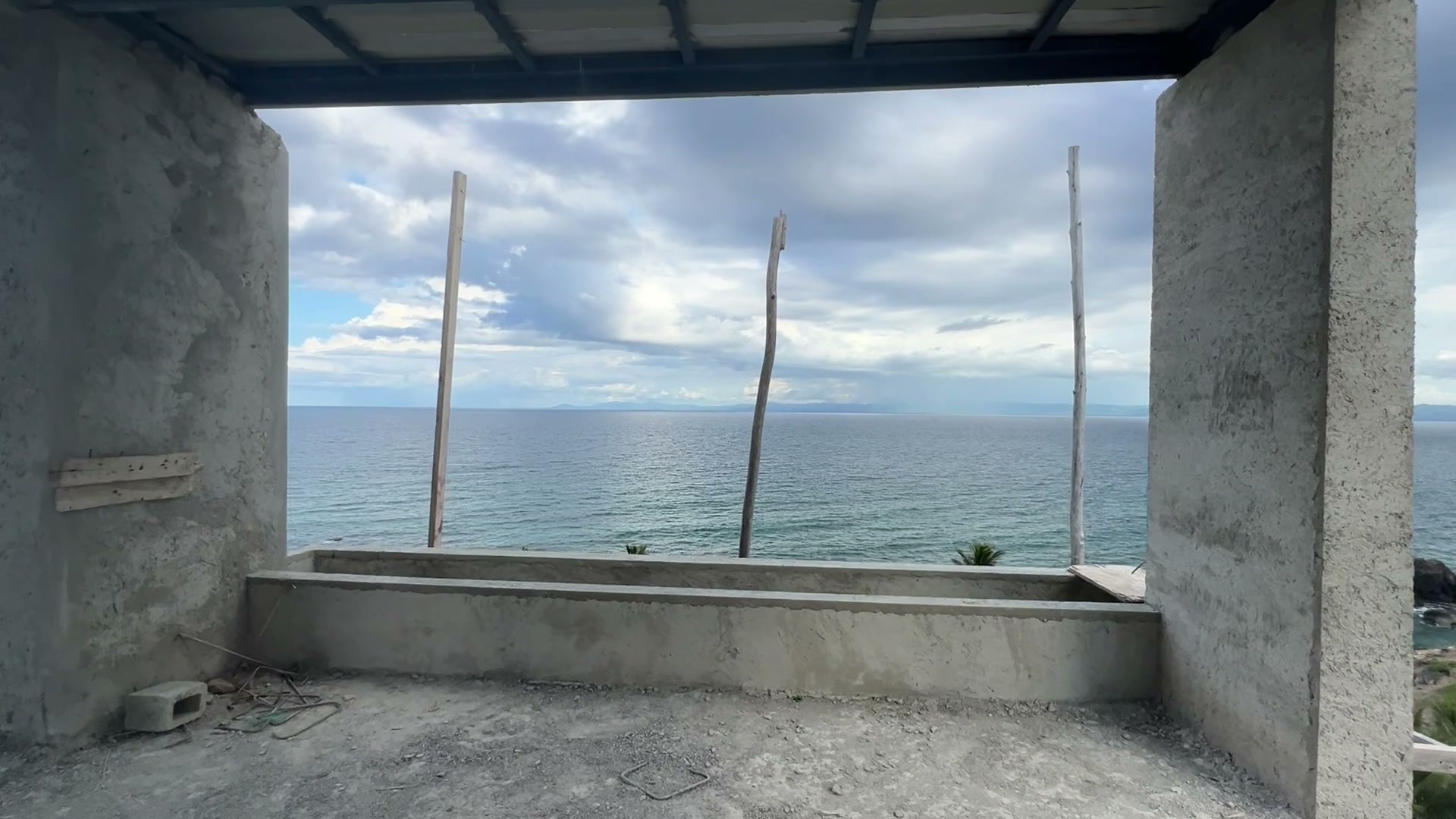 An opening framing the bay